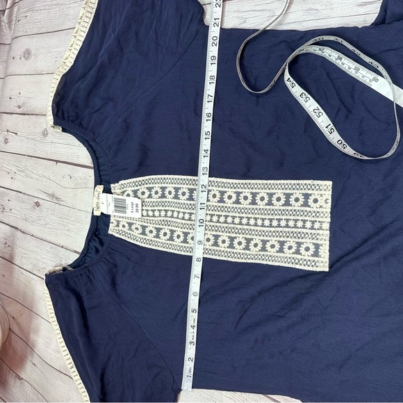 Indigo Soul mini dress with Cream embroidered Lace insert sz XL boho western - Picture 6 of 8